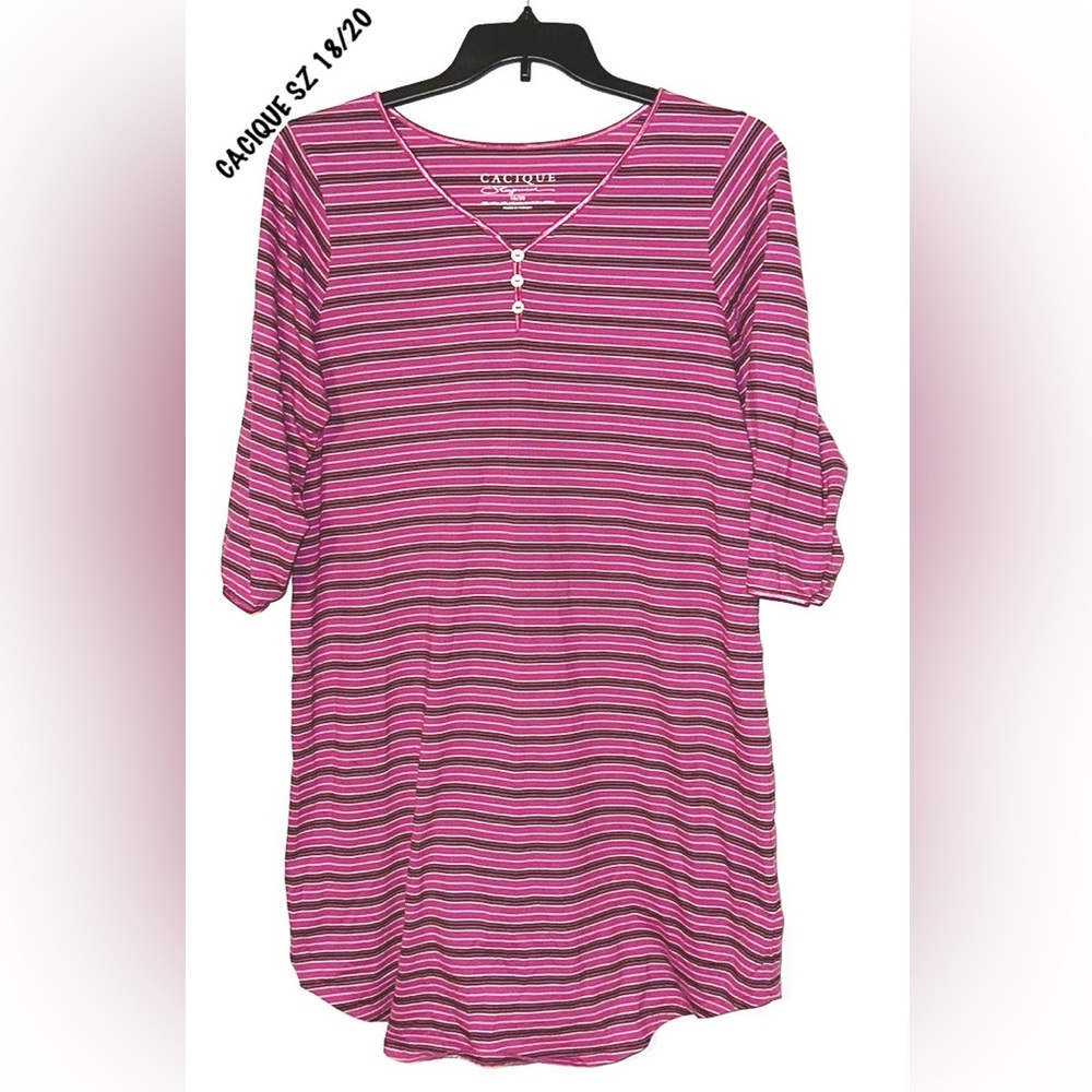 Cacique Pink Striped Sleep Gown NWOT SZ 18/20